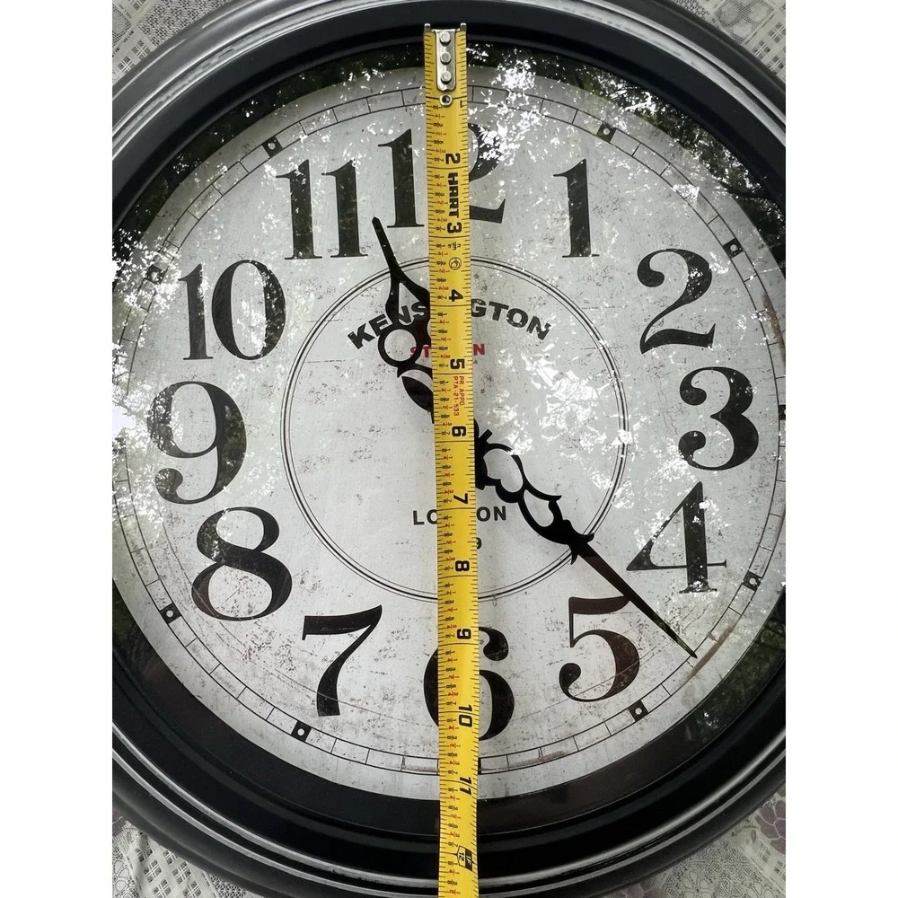 Kensington Station Round Analog Hanging Wall Clock Arabic Numerals Black/White